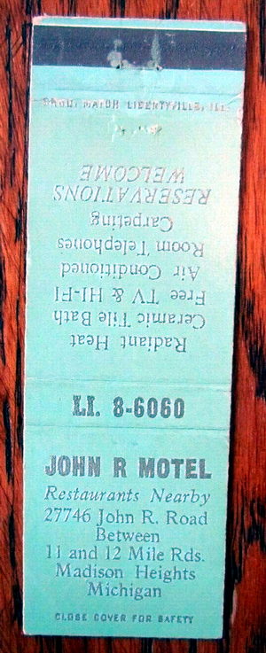 Rest Inn (John R Motel ) - Matchbook (newer photo)